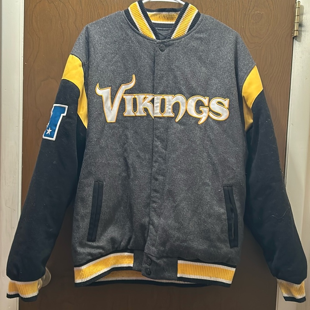JH Design Minnestota Vikings Reversible Varsity Jacket